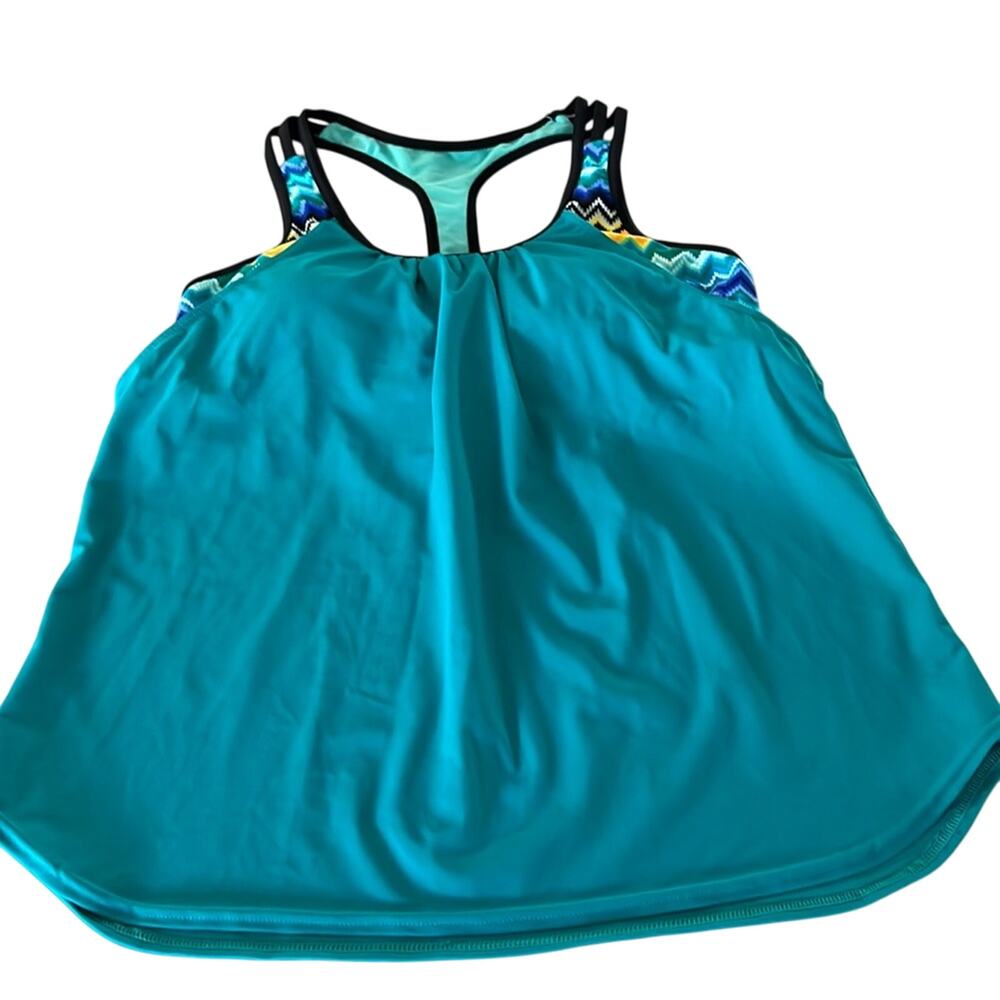 Colorful Racer Back Tankini Top Woman Size Medium